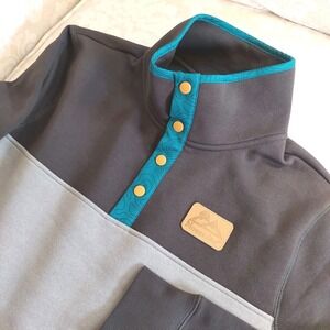 NEW! Moosejaw Mens Long Weekend Snap Pullover Sweatshirt Coal/Shark Grey Sz M